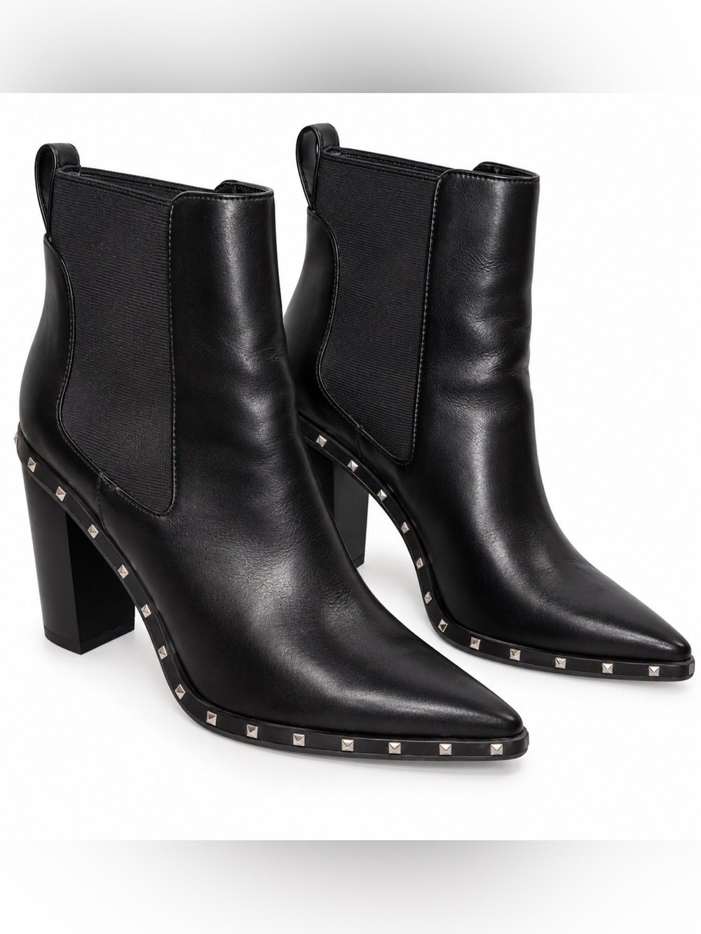 Charles David Black Studded Leather Ankle Boots - Women